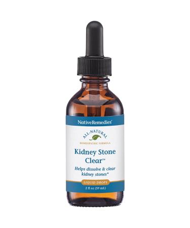 Native Remedies Kidney Stone Clear - Natural Homeopathic Formula Temporarily Helps Dissolve and Clear Kidney Stones - Relieves Pain Nausea and Vomiting - 59 mL 2 Fl Oz (Pack of 1)