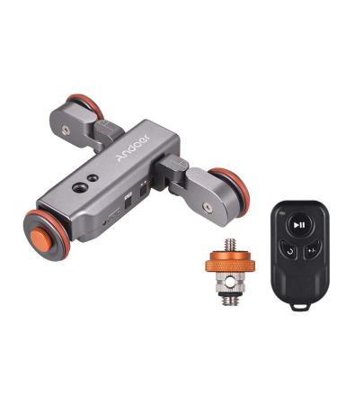 Andoer Track Dolly L4 PRO 3-Wheels Wireless Camera Video Auto Dolly Motorized Electric Track Rail Slider Dolly Car with Wireless Remote Control 3 Speed for DSLR Camera iOS Android Smartphone Gopro Track Dolly Pro Gray