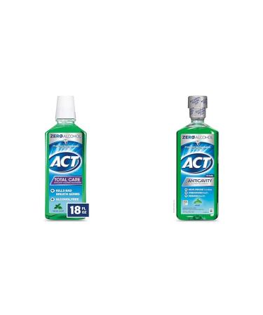 ACT Total Care Zero Alcohol Anticavity Fluoride Mouthwash 18 fl. oz. & ACT Anticavity Zero Alcohol Fluoride Mouthwash 18 fl. oz. Bundle