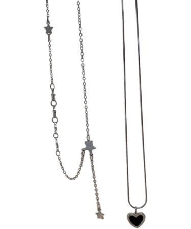 Stylish Star & Heart Necklace Set | Oralgo | Shimmering Zirconia Jewelry for Every Occasion - Buy Online on GoSupps.com