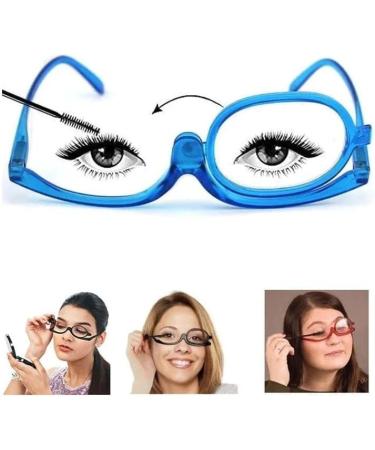 Clear Make Up Glasses Flip Up Lens Magnifying Eyeglasses Eye Makeup Glasses for Women (Blue 4.0) - Buy Online on GoSupps.com