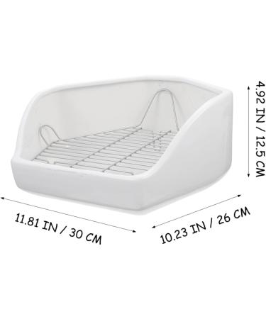 Kisangel Rabbit Toilet Bedding Hamster Bunny Bedding Pet Toilet White Ceramics Chinchilla Urine 30X26X12.5cm White - Buy Online on GoSupps.com