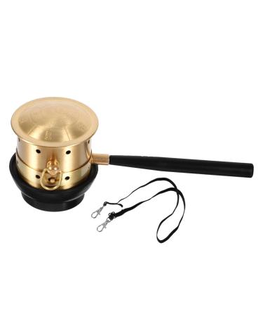 Beavorty 1 set of moxibustion box Moxibusion stew with handle body massage massage massage torch burner Moxibusion holder hand massage devices Moxa tank fire dragon kit moxibusion pure copper 16x6cm golden