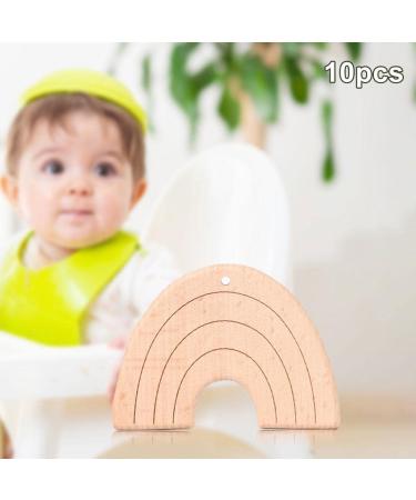 Colcolo 10x Natural Beech Wooden Baby Teething Toys - Rainbow Shape Chew Toys for Toddlers | Safe & Eco-Friendly - Buy Online on GoSupps.com
