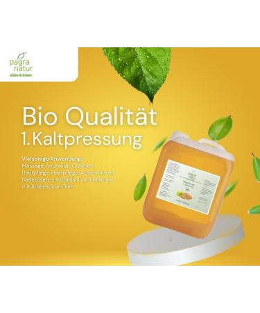 Pagra Natur Massage Oil - Organic Virgin Sesame Oil 1st Cold Pressed 5L Canister - Premium Quality for Relaxation & Wellness - Buy Online on GoSupps.com