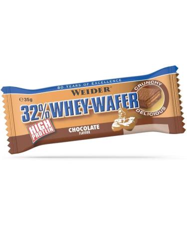 Weider 32% Whey Wafer Protein Bar 35g - Chocolate | 24 Delicious Protein Wafers for International Shipping - Buy Online on GoSupps.com
