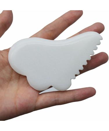 Butterfly Shape White Jade Facial Massage Tool | Ivory Face Massager for Glowing Skin - Shop Internationally - Buy Online on GoSupps.com