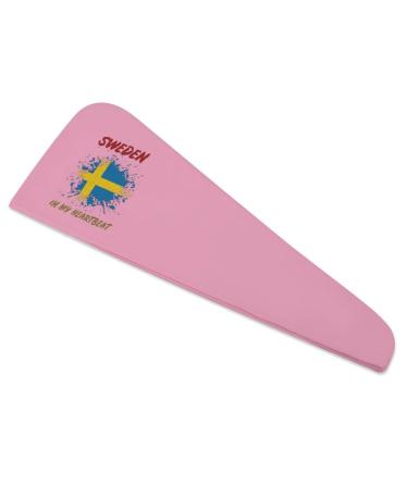 Sweden in My Heartbeat Microfiber Hair Towel Wrap for Women 10 Inch X 26 Inch Super Absorbent Hair Turban with Button