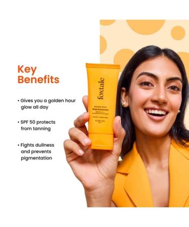 Fox.. ..tale Golden Hour Glow Sunscreen SPF 50 PA++++ Vitamin C + Niacinamide 80ml Lightweight Non-Sticky All Skin Types - Buy Online on GoSupps.com
