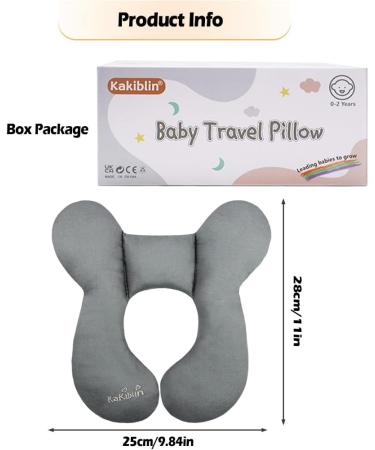 KAKIBLIN Baby Travel Pillow - Infant Head & Neck Support for Car Seat/Pushchair - Grey (0-1 Years) - Buy Online on GoSupps.com