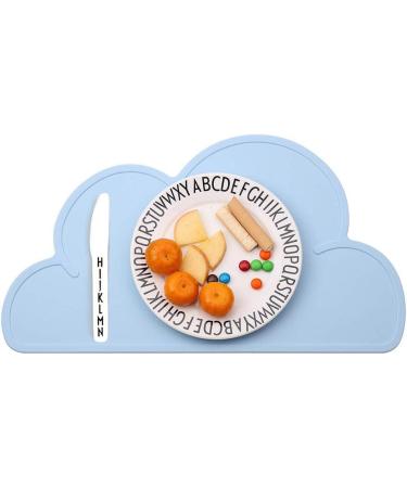 2 PCS Kids Non-Slip Silicone Cloud Placemats - Heat Resistant Baby Feeding Plates | Portable & Travel-Friendly Tableware for Toddlers & Infants - Light Blue - Buy Online on GoSupps.com
