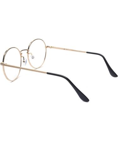 ALWAYSUV Retro Metal Frame Glasses | Classic Round Flat Mirror Decorative Eyewear with Clear Lenses - Buy Online on GoSupps.com