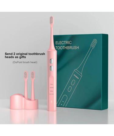 Sonic Electric Toothbrush for Adults - 2 Brush Heads Wireless Fast Charge 4 Modes Pink - International Shipping Available - Buy Online on GoSupps.com