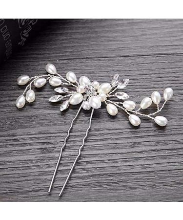 SHEGIRL Bridal Wedding Hairpin Set - Delicate Pearl Rhinestone Headpiece for Women (2PCS, Silver) - Buy Online on GoSupps.com
