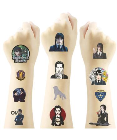 128 Pcs Addams TV Show Temporary Tattoos - Cute Wednesday Cartoon Sticker Gift for Kids - Party Supplies & Home Activity Prizes - Buy Online on GoSupps.com