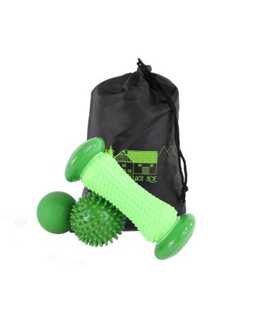 Massage set 3-piece green including black storage bag massage roller massage balls manual massage devices - Buy Online on GoSupps.com