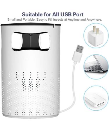 Electric Mosquito Killer Lamp Mosquito Trap Bug Zapper Flying Insect Trap for Indoor Mosquito Repellent Lamp Insect Fly Trap UV LED Light with USB Power for Indoor Home White - Buy Online on GoSupps.com