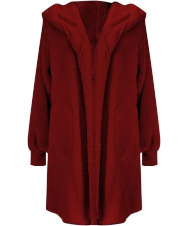 Shop Hanxiulin Women's Fleece Plush Jacket - Warm Fluffy Hooded Cardigan in 3XL Red | International Shipping Available - Buy Online on GoSupps.com