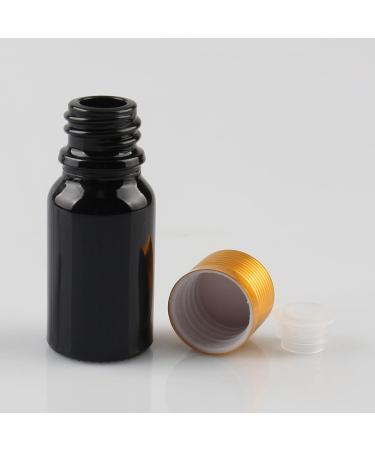 Tianzd 4-Pack 10ml Black Glass Bottles with Gold Caps - Perfect for Oils Fragrances Perfumes & Aromatherapy - Ideal for Travel & Storage - Buy Online on GoSupps.com