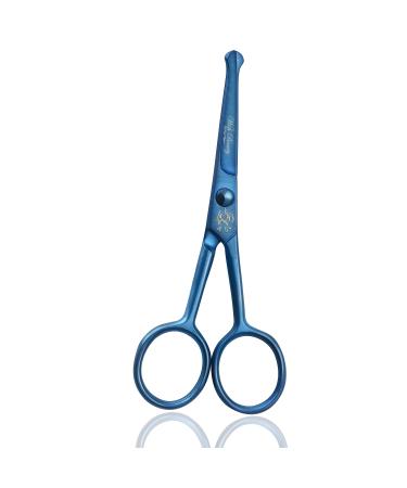 wishbeauty Hairdressing Scissors Kids Safety Round Tips and Curved Hair Scissors Children Haircut Scissors Hair Trimming Scissors Professional Salon Barber Scissors for Baby (Blue 4.5" Scissors)