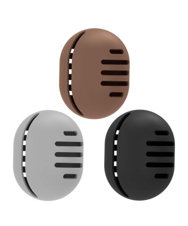 Fauxomor make-up sponge holder-3 pieces breathable silicone Beauty flender travel bag for all sizes of make-up sponge sustainable portable cosmetics tool gray+black+coffee 1 piece (3-pack) C-gray+black+coffee