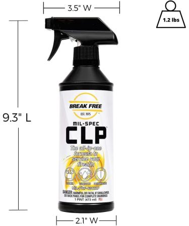 BREAK FREE CLP-5 Gun Cleaner & Lubricant Spray - Weapon Cleaning & Protection - 1 Pint Bottle - Buy Online on GoSupps.com