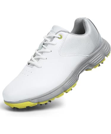 Men's Waterproof Spikeless Golf Shoes | Outdoor Sport Trainers | Size 13 14 7 | White Grey-Spikes - Buy Online on GoSupps.com