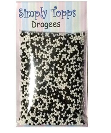 Black & White Mini Sugar Balls 30g (approx 1mm diameter) for cake or cupcake decorations
