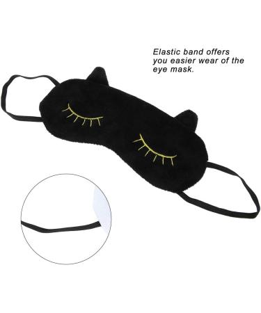 Cat Cartoon Eye Cover Sleeping Mask - Soft Cotton Blindfold for Light Blocking and Puffy Reduction Black - Buy Online on GoSupps.com
