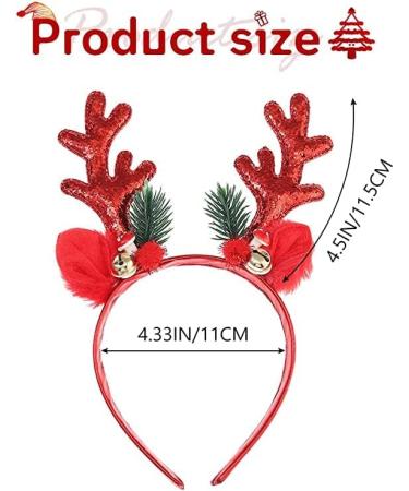 Unicra Christmas Headband Elk Deer Antlers Headband Animal Horns Headwear Hair Piece Halloween Hair Accessories for Christmas Red - Buy Online on GoSupps.com