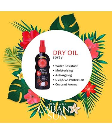 Cabana Sun Deep Tanning Dry Oil Spray Coconut Water Resistant 200ml SPF6 - Get the Perfect Tan - Buy Online on GoSupps.com
