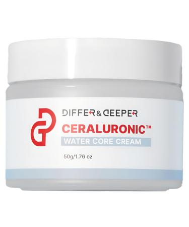 Differ&Deeper Ceraluronic Water Core Cream1.76 oz (50g) - Multi-Layer Hydration with 10 Hyaluronic Acids & Ceramides Lightweight & Non-Greasy Korean Skincare