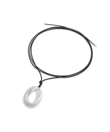 Oralgos Elegant oval metal necklace geometric hollow pendant necklace accessory fashionable necklace unisex jewelry silver