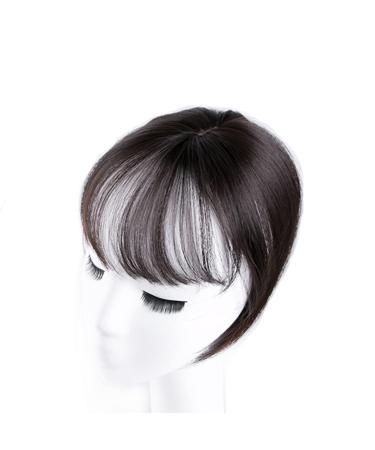 Mini hairpiece with bangs clip-in straight with bangs black / brown
