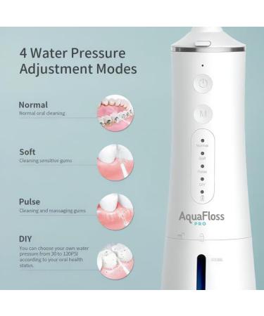 Water Dental Flosser - Portable Cordless Oral Irrigator with 300ml Tank | Rechargeable Electric Tooth Cleaner IPX7 Waterproof - Travel Essential BV609 (White - Buy Online on GoSupps.com