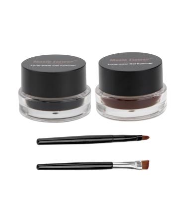 Mikinona Dark Brown Eyeliner 2pcs Black Waterproof Eyeliner Black Eyeliner Pencils Eye Shadow Cream Eyeshadow Lasting Gel