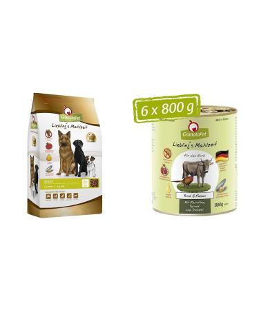 Granapet Liebling's meal adult lamb dry food for dogs & darling's meal beef & pheasant wet feed for dogs adult lamb bundle with beef & fasan wet feed 10 kg (1 Pack)