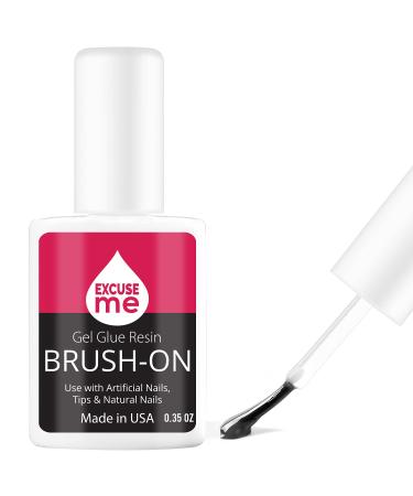 Excuse Me Brush On Gel Super Strong Nail Glue Adhesive for Repairs and Strengthening Natural Nails, Silk Wrap, Fiberglass, Rhinestones. Easy Application with a Brush 0.35 oz (1 Piece) 0.35 Ounce (Pack of 1)