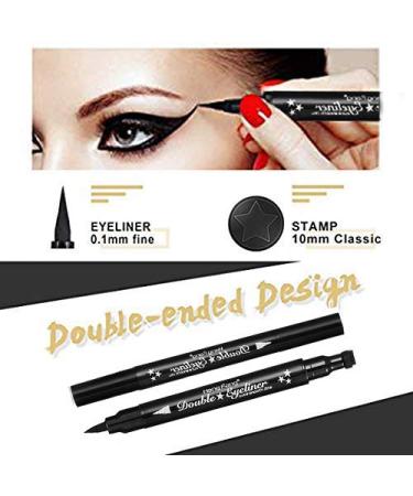 FATUXZ Double-headed Liquid Eyeliner Pen Stamp Set - Waterproof, Smudgeproof, Long Lasting - 4 Heart/Moon/flower/Star Shape Stamp Styles Included - Buy Online on GoSupps.com