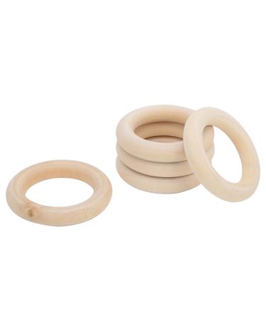Wooden Baby Teether Wooden Rings Washable Reusable Durable Harmless Fine Workmanship Smooth Surface for Children's Teething (55mm)