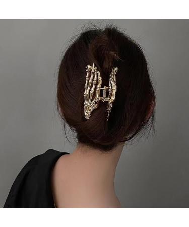 PLCPDM Hair Claw Clip Skull Claw Hair Clamps Punk Scary Ponytail Holder Catch Barrette Skeleton Hand Silver - Buy Online on GoSupps.com