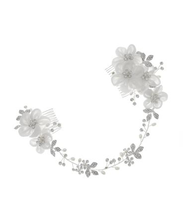 MAGICLULU Chiffon Comb Veil Hair Combs The Flowers European and American Handmade Hair Combs Bridal Headdress Bridal Comb Tiara Accessories Wedding Bride