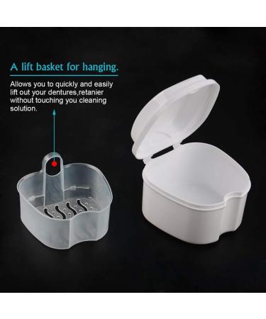 Minidahl 2x White Prostheses Case Travel Bath Box for False Teeth with Sieve & Storage Basket - Buy Online on GoSupps.com