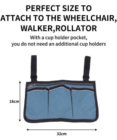 Wheelchair Side Storage Bag Wheelchair Side Organizer Storage Bag Wheelchair Pouch Bag with Cup Holder Armrest Accessories fit for Most Rollator Walkers Electric Wheelchairs. (blue) - Buy Online on GoSupps.com