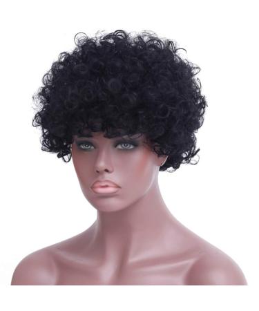 Buy SHIYID Short Afro Wig - Synthetic Black Curly Wig for Black Women | Heat Resistant Fiber | International Shipping - Buy Online on GoSupps.com