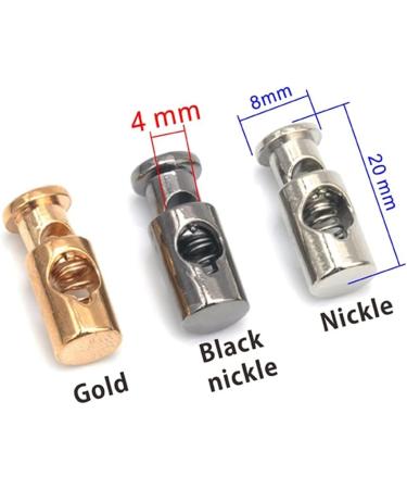 Hole Cord Lock Stopper spring buckle Cord Locks Toggles 30pcs/lot round metal alloy stoppers toggle cord locks Drawstring lock 4mm hole nickle black gold(Gold) 20mmx8mm Gold - Buy Online on GoSupps.com