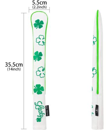 Big Teeth Lucky Clover Leather Golf Alignment Stick Cover - White - Buy Online on GoSupps.com