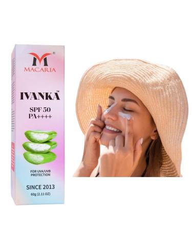 Macaria Cosmetics Ivanka SPF 50 Face Sunscreen + Hydrating Cream with Broad Spectrum SPF 50 & Vitamin E Antioxidants to Help Skin Whitening Brightening Lightening Glow OilFree