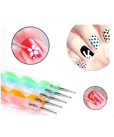 Dotting Tools Set 5 pc UV Gel Painting DIY Design Nail Art 2 Way Dotting Pen Tool Nail Art Tip Dot Paint Manicure kit - Buy Online on GoSupps.com