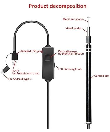 Jteremy 5.5mm HD Visual Ear Camera | 3-in-1 WiFi Ear Endoscope with 6 LED Light | Ear Wax Removal Tool - Buy Online on GoSupps.com